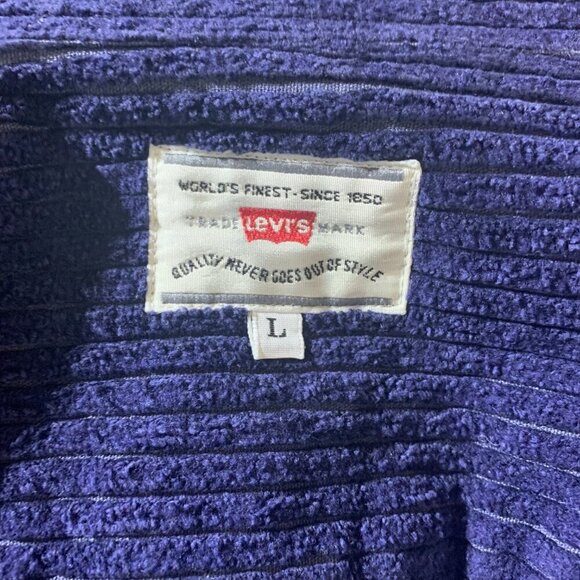 Vintage 90s Levi's White Label Shirt Blue Thick Corduroy Shacket - Picture 7 of 11
